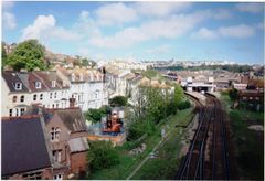 Braybrooke Terrace site viewed from Linton Road bridge.